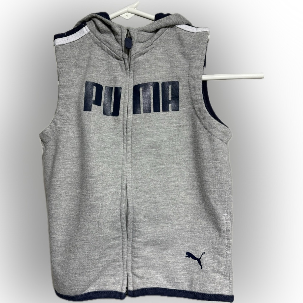 Puma Kids 3T Gray and Navy Sleeveless Hoodie